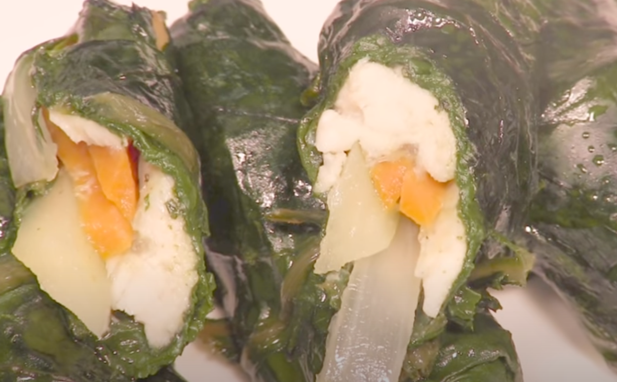 Acelgas rellenas de pollo