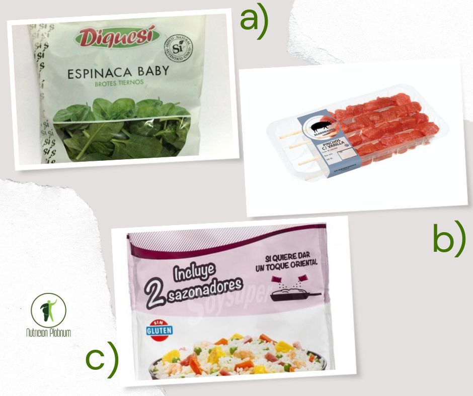 ESPINACAS CON PINCHOS DE CERDO Y ARROZ TRES DELICIAS