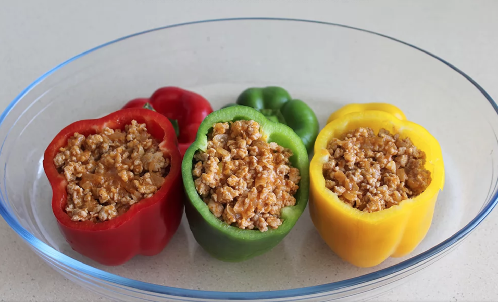 Pimientos al horno con carne.