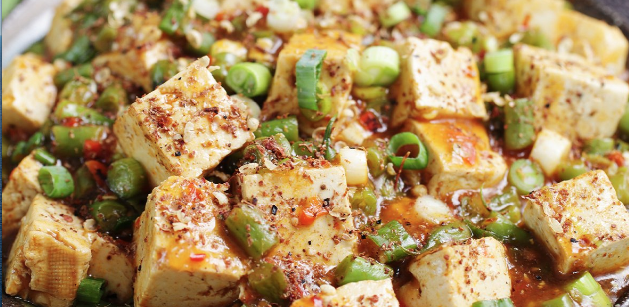 Judias verdes con tofu y soja