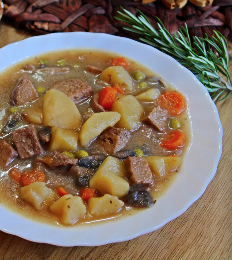 Guiso de seitán con setas