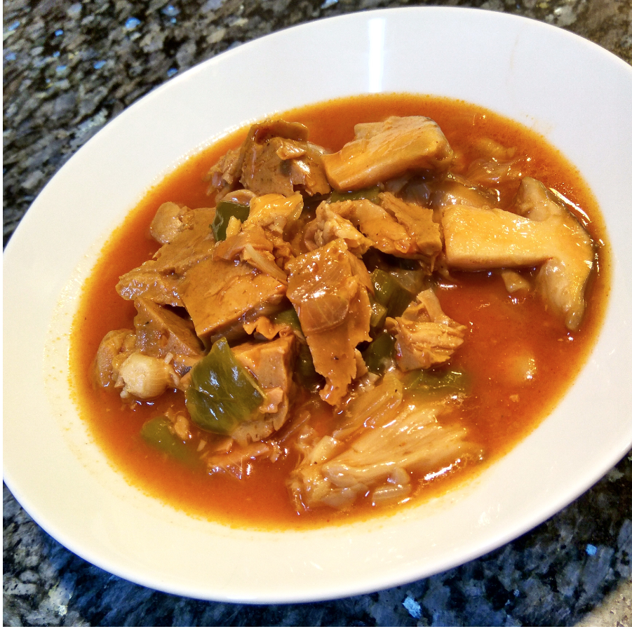 Callos veganos con seitan y setas