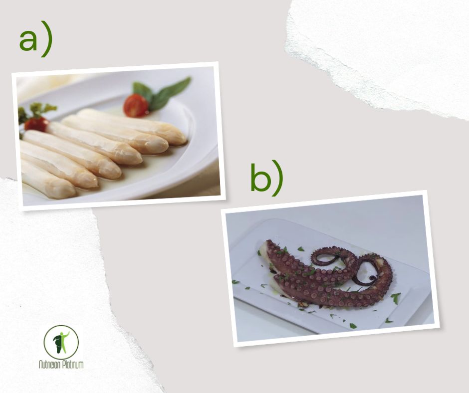 ESPÁRRAGOS BLANCOS ACOMPAÑADO DE PULPO A LA PLANCHA