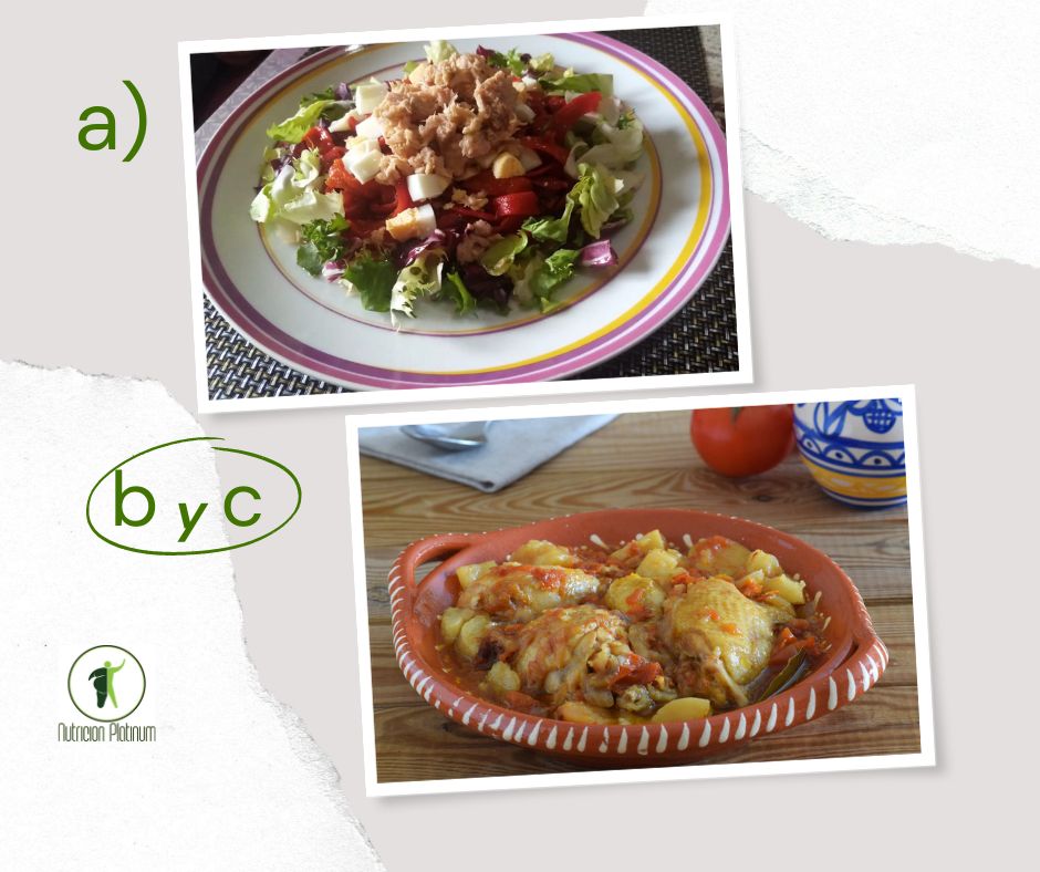 Ensalada de pimientos asados atún y huevo con guiso de pollo ultra fácil en olla rápida