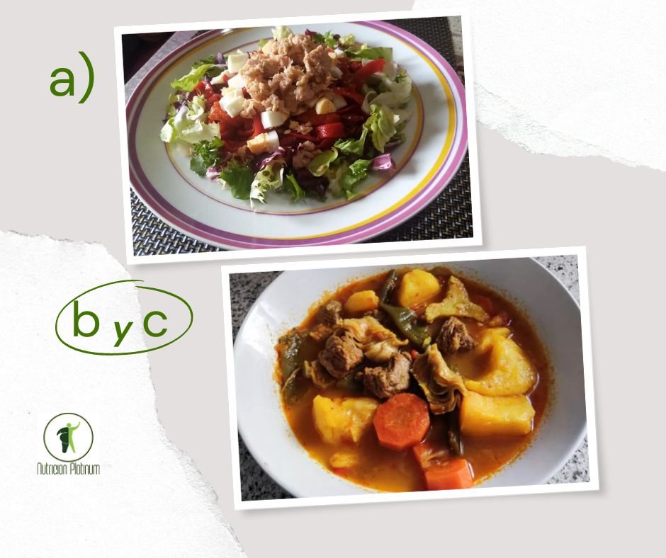 Ensalada de pimientos asados atún y huevo con guisillo almeriense