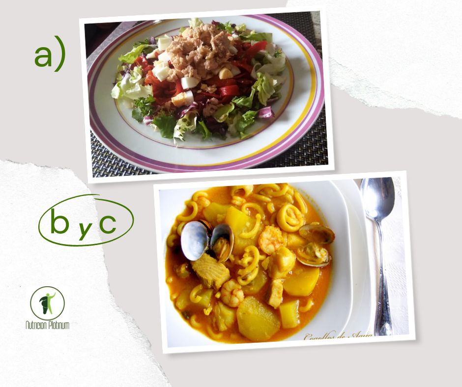 Ensalada de pimientos asados atún y huevo con olla marinera