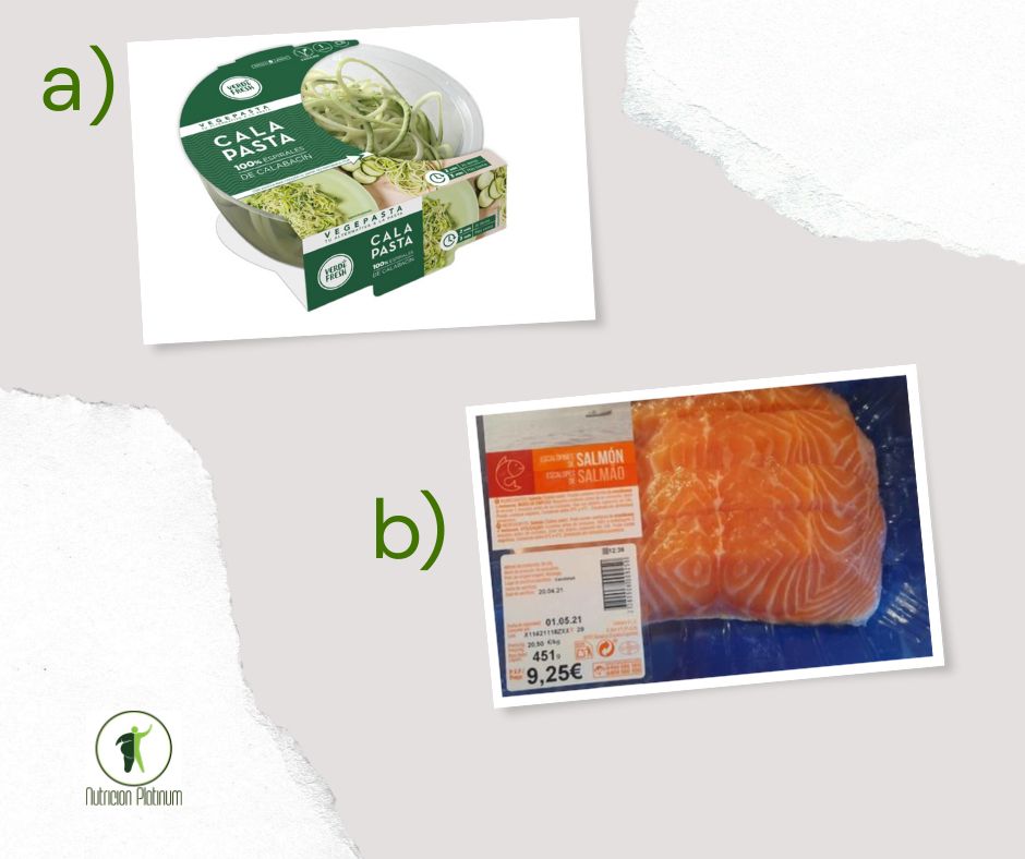 Espaguetis de calabacín con salmón a la plancha.