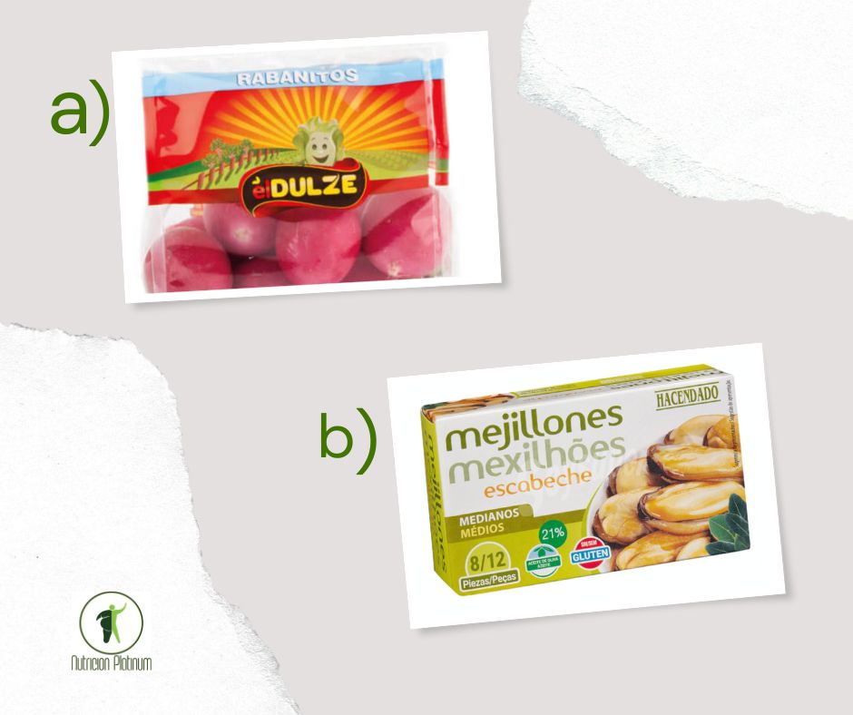 Rabanitos crudos con mejillones en escabeche.