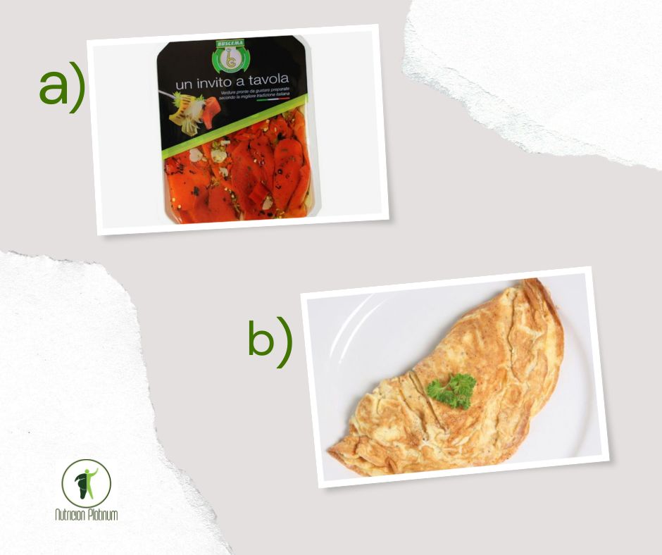 Pimientos asados con tortilla francesas.