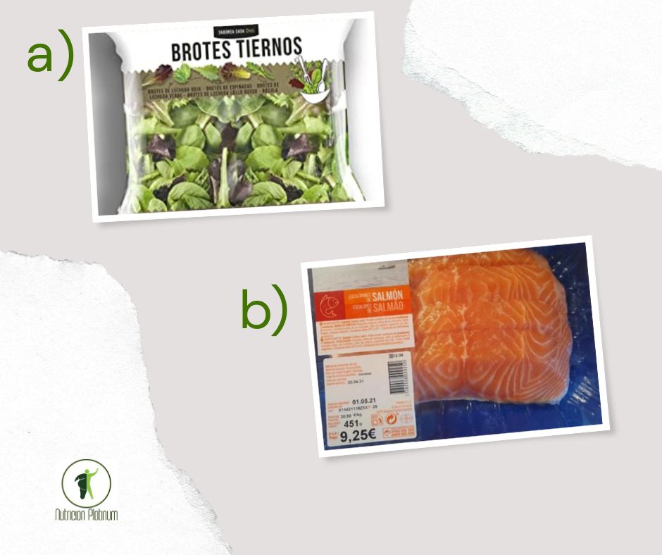 Ensalada de brotes tiernos salmón con ajo y perejil.