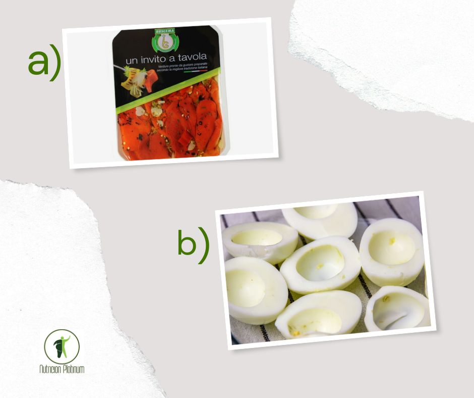 Pimientos asados con claras de huevo.