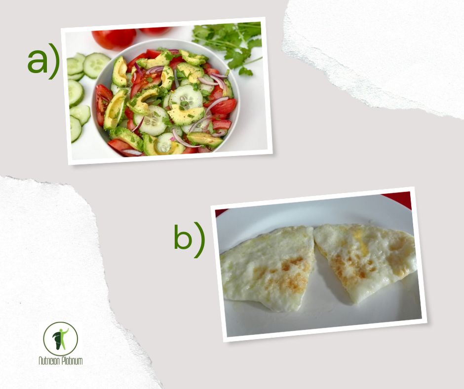 Ensalada con aguacate con tortilla de claras