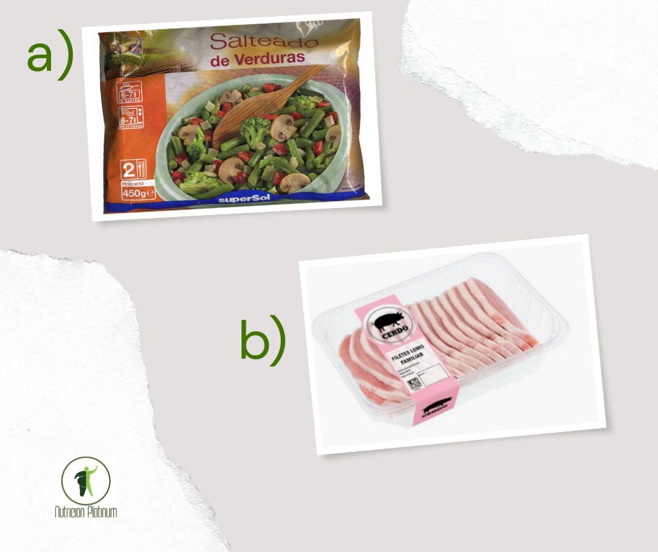 Salteado de verduras con lomos de cerdo.