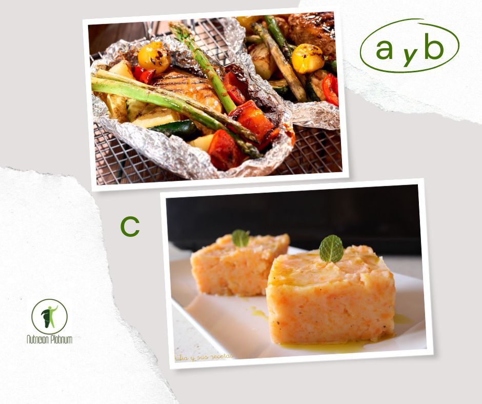 papillote de pechuga de pollo con pure de patata con zanahoria