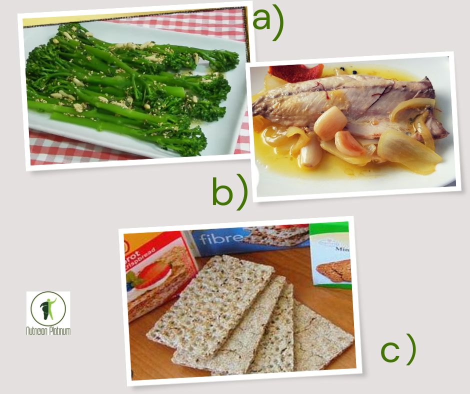 Bimi a la vinagreta con caballa en escabeche  y pan tipo wasa