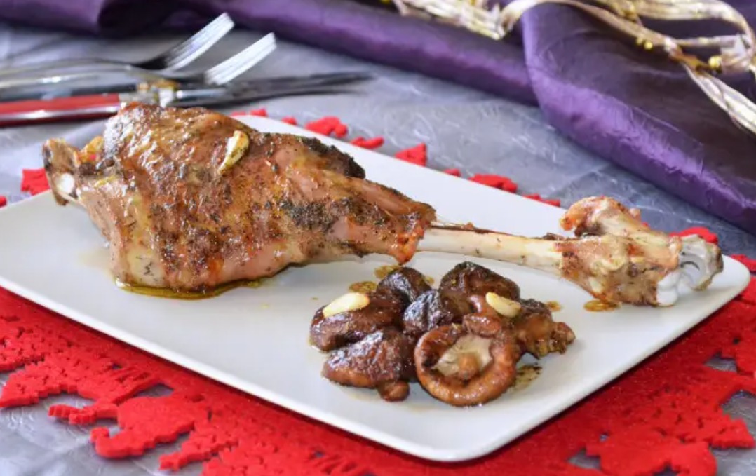 Pierna de cordero con setas shiitake