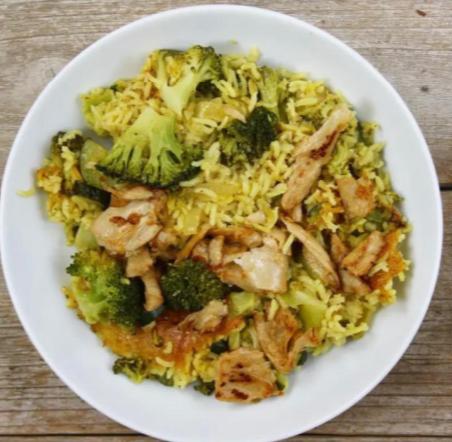 Arroz con verduras y heura